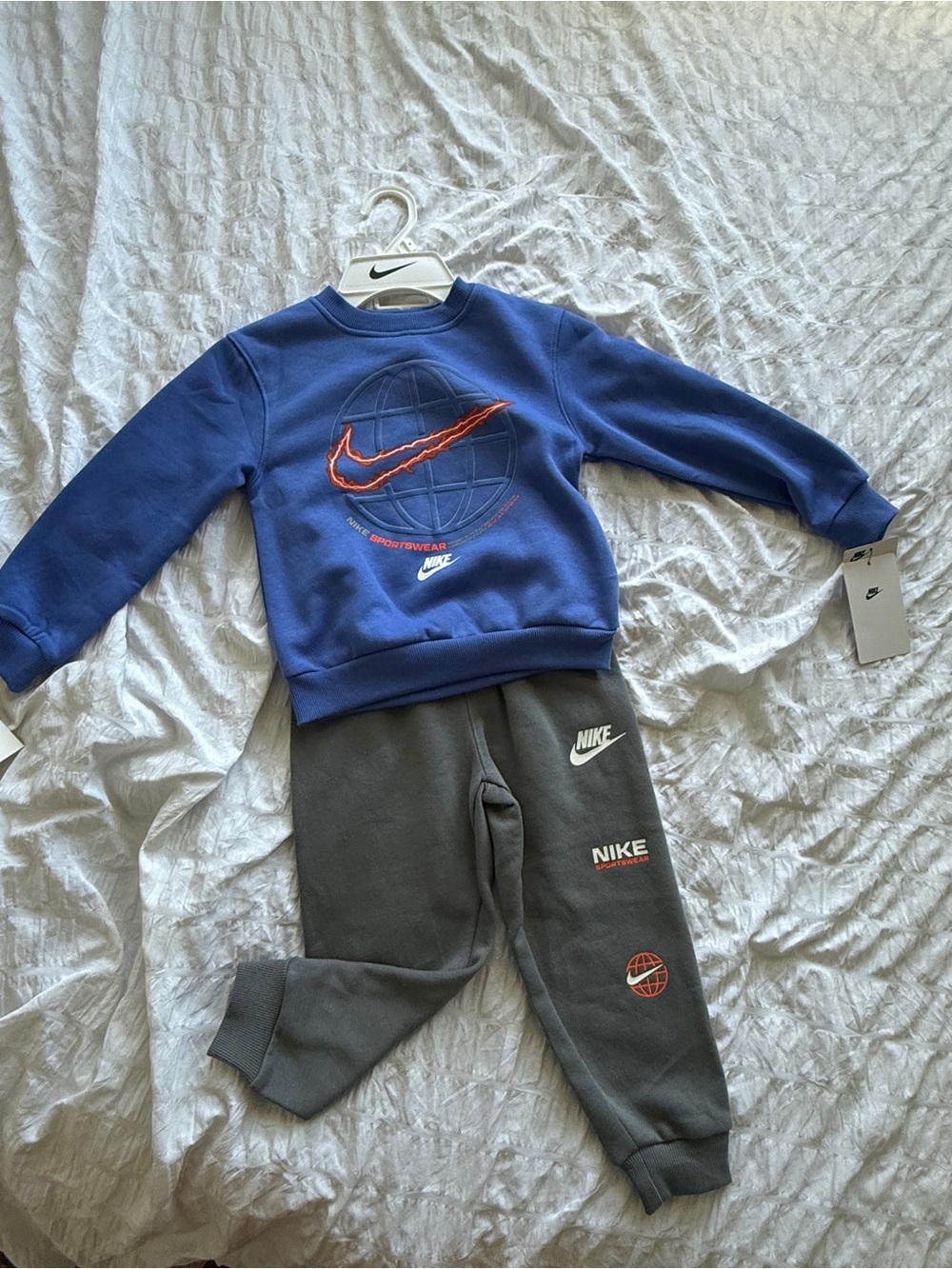 Nike Blue Sweatshirt and Gray Jogger Matching Set